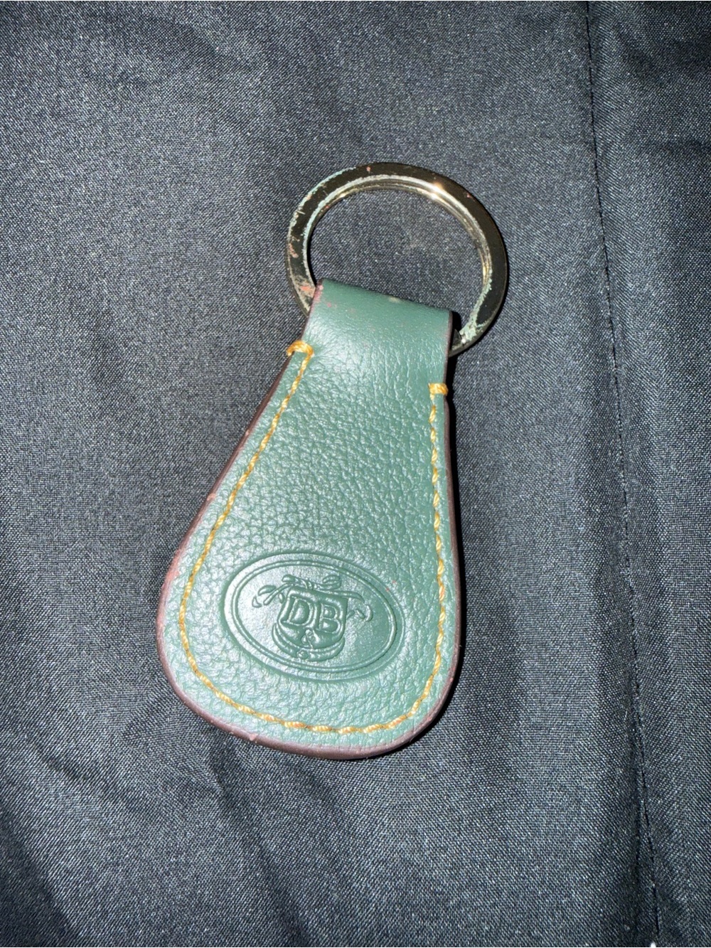 Green Leather Key Fob with Embossed Dooney and Bourke Logo